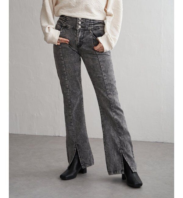 VENCE share style「ハイウエストセンタースリットデニム」|デニム|