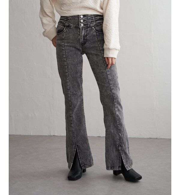 VENCE share style「ハイウエストセンタースリットデニム」|デニム|