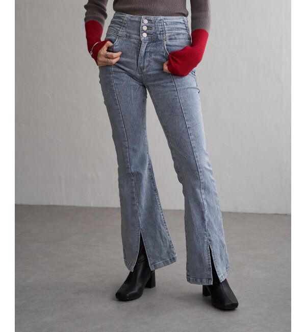 VENCE share style「ハイウエストセンタースリットデニム」|デニム|