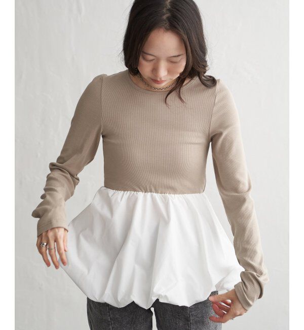 VENCE share style「異素材コンビバルーンチュニック」|ニット・セーター|