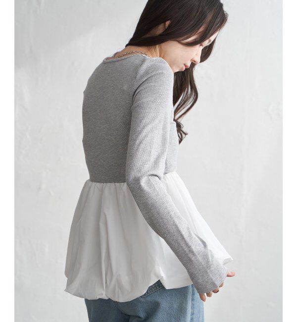 VENCE share style「異素材コンビバルーンチュニック」|ニット・セーター|