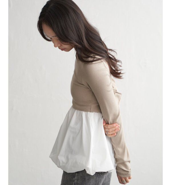 VENCE share style「異素材コンビバルーンチュニック」|ニット・セーター|