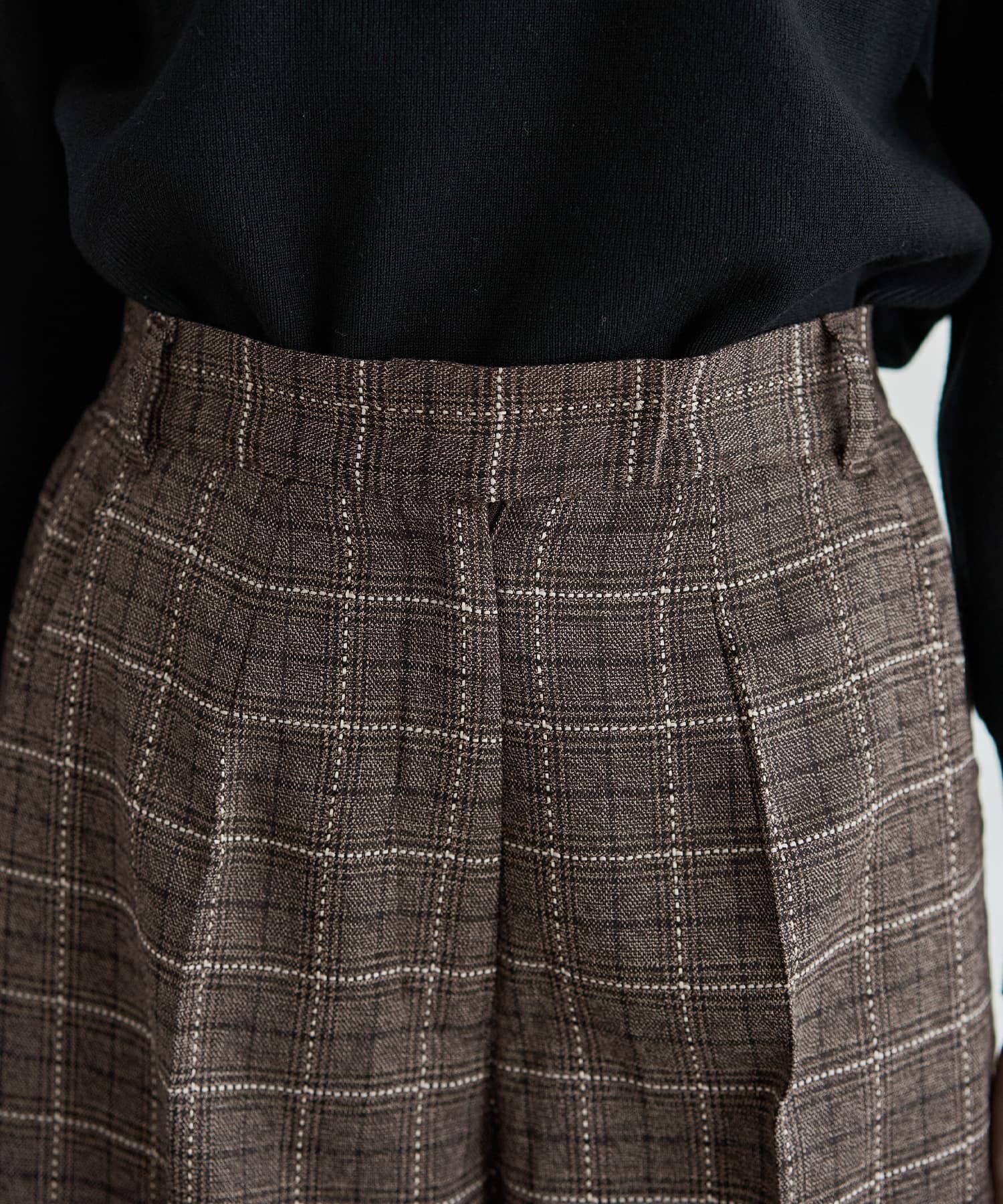 STYLE DELI「ステッチチェック柄ワイドパンツ」|スラックス|