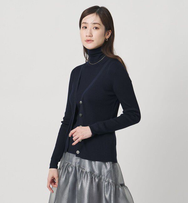 UNITED ARROWS「シルクリブ Vネック カーディガン」|カーディガン|