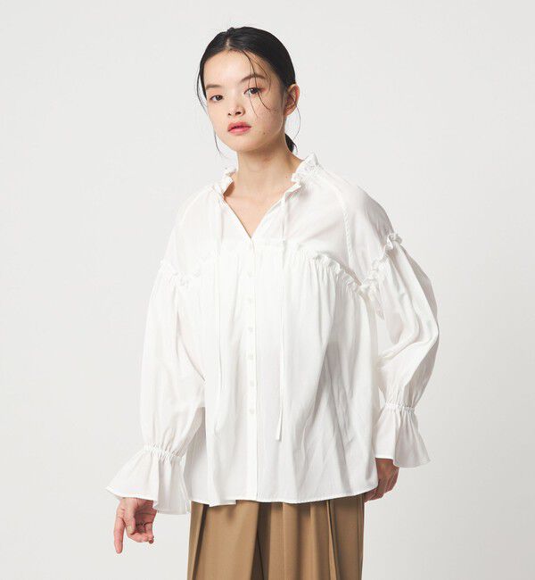 EMMEL REFINES「＜EMMEL REFINES＞EM フリルギャザー スキッパー ブラウス」|シャツ・ブラウス|