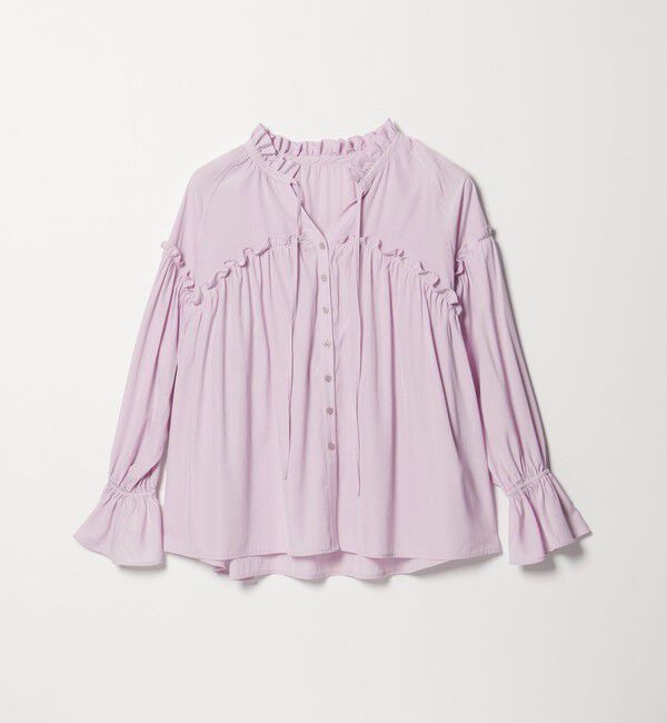 EMMEL REFINES「＜EMMEL REFINES＞EM フリルギャザー スキッパー ブラウス」|シャツ・ブラウス|LILAC