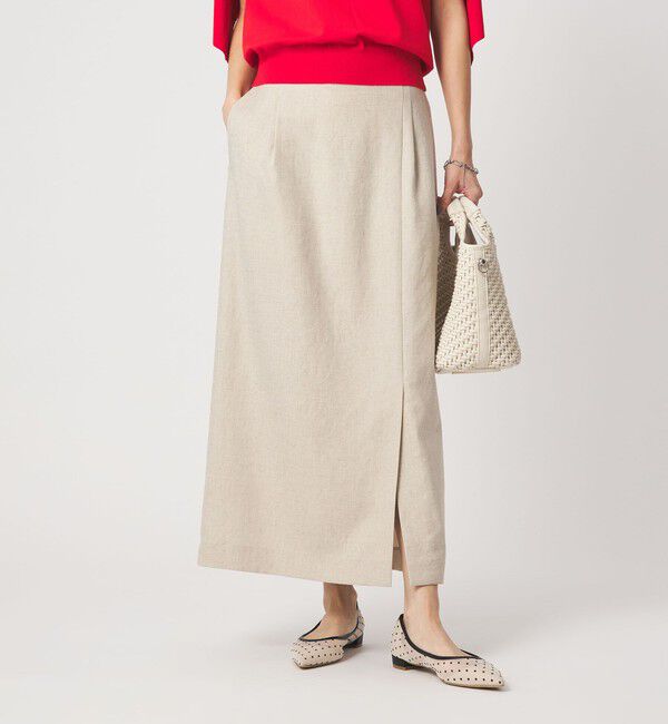 UNITED ARROWS green label relaxing「［size SHORTあり］リネンライク スリット タイト スカート」|タイト|NATURAL