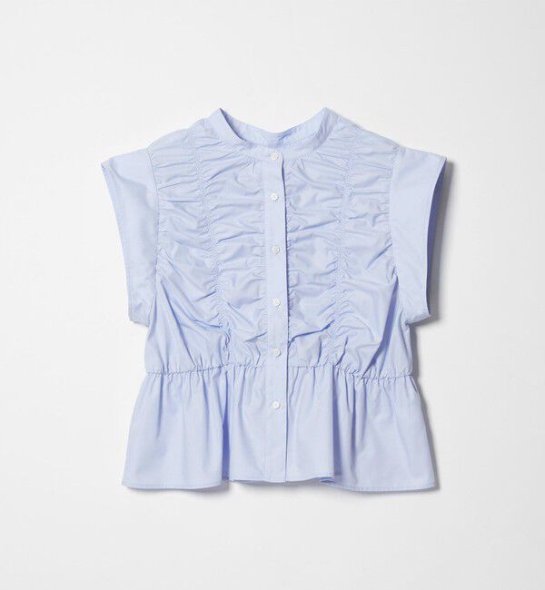 EMMEL REFINES「＜EMMEL REFINES＞EM シャーリング フレア ブラウス」|シャツ・ブラウス|LT.BLUE