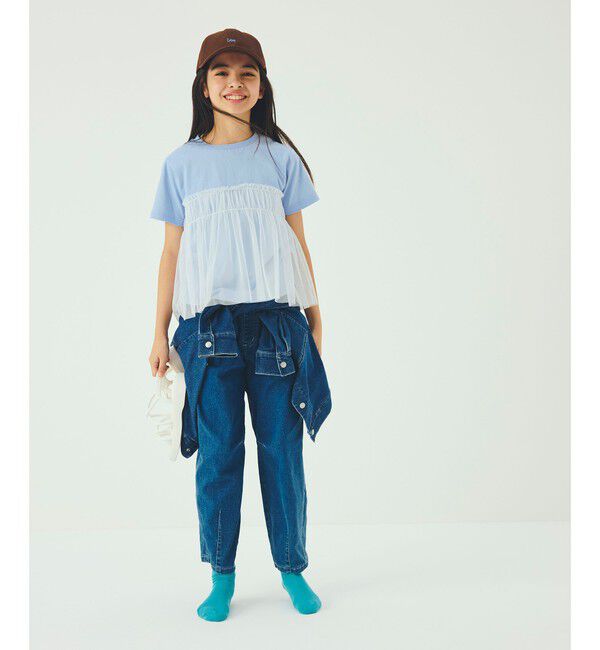 UNITED ARROWS green label relaxing「【スタメンシリーズ】チュールドッキング Tシャツ / キッズ  100cm-160cm UVカット 接触冷感  吸水速乾」|Tシャツ・カットソー|