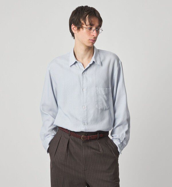 STEVEN ALAN「＜Steven Alan＞ ドレープ コードレーン レギュラーカラー シャツ LOOSE」|シャツ・ブラウス|