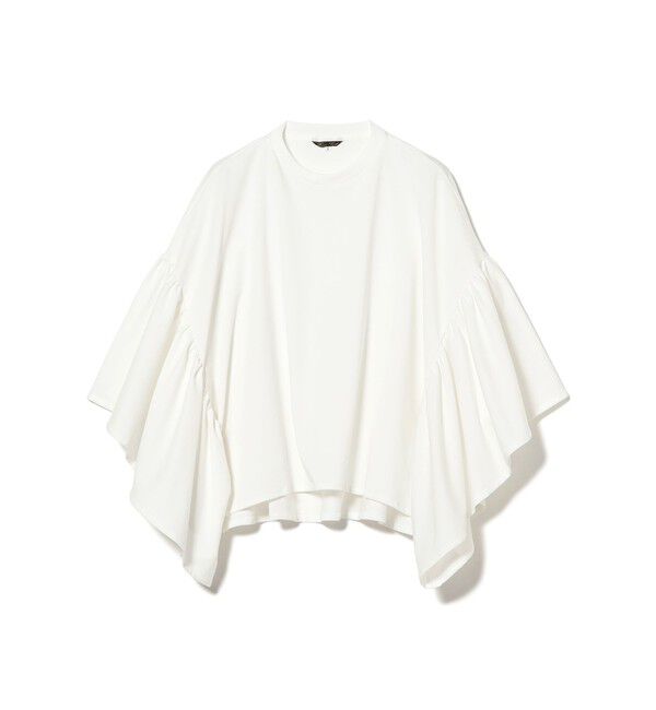 BEAMSBOY「HAVERSACK / コットン 天竺 クルーネック ギャザー フリルスリーブ Tシャツ」|Tシャツ・カットソー|WHITE