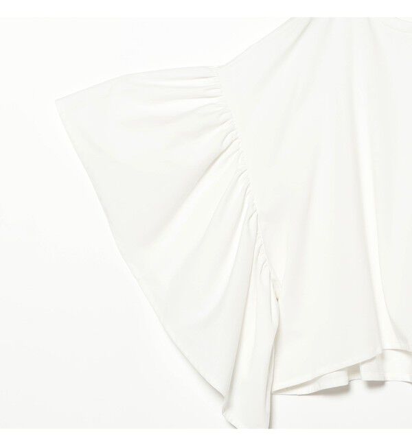 BEAMSBOY「HAVERSACK / コットン 天竺 クルーネック ギャザー フリルスリーブ Tシャツ」|Tシャツ・カットソー|