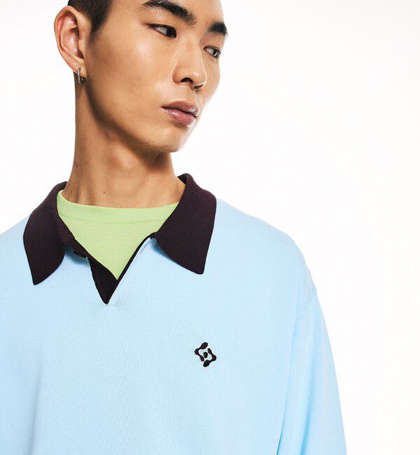 SHIPS「City Ambient Products:〈手洗い可能〉14ゲージ レーヨン ナイロン ワンポイント ニットポロ」|ニット・セーター|