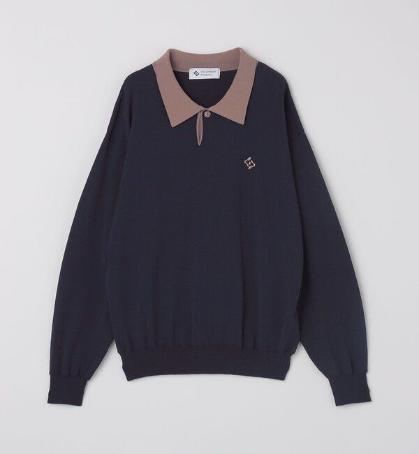 SHIPS「City Ambient Products:〈手洗い可能〉14ゲージ レーヨン ナイロン ワンポイント ニットポロ」|ニット・セーター|ネイビー