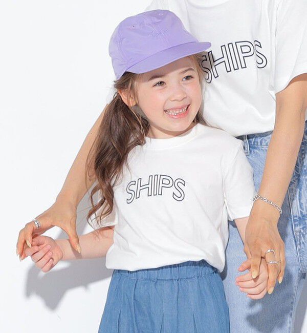 SHIPS KIDS「【WEB限定】SHIPS KIDS:100～160cm / 〈家族おそろい〉SHIPS ラウンド プリント ロゴ  Tシャツ」|Tシャツ・カットソー|ライトホワイト
