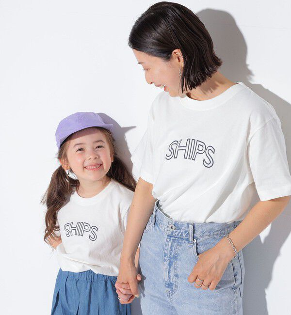 SHIPS KIDS「【WEB限定】SHIPS KIDS:100～160cm / 〈家族おそろい〉SHIPS ラウンド プリント ロゴ  Tシャツ」|Tシャツ・カットソー|