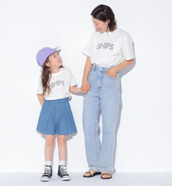 SHIPS KIDS「【WEB限定】SHIPS KIDS:100～160cm / 〈家族おそろい〉SHIPS ラウンド プリント ロゴ  Tシャツ」|Tシャツ・カットソー|
