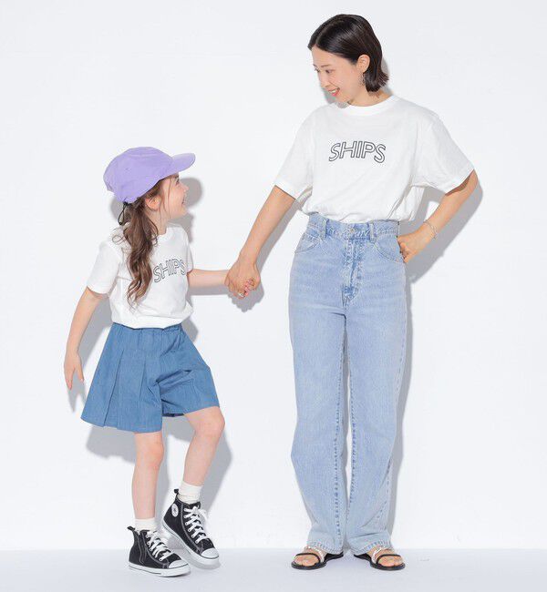 SHIPS KIDS「【WEB限定】SHIPS KIDS:100～160cm / 〈家族おそろい〉SHIPS ラウンド プリント ロゴ  Tシャツ」|Tシャツ・カットソー|