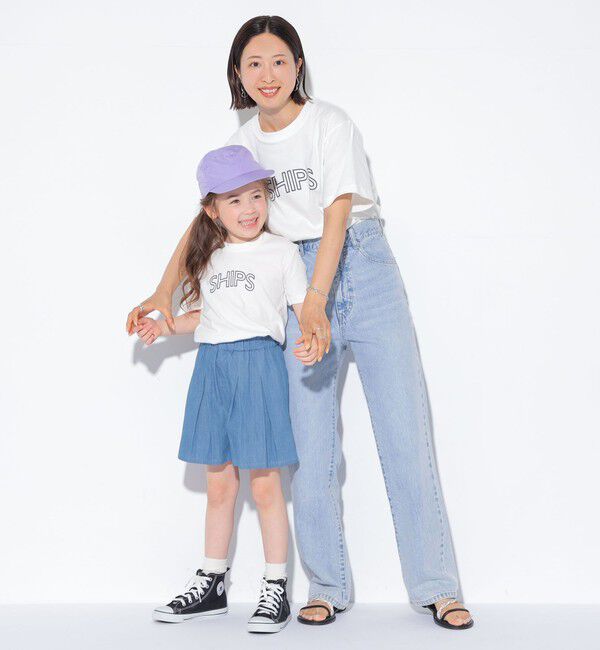 SHIPS KIDS「【WEB限定】SHIPS KIDS:100～160cm / 〈家族おそろい〉SHIPS ラウンド プリント ロゴ  Tシャツ」|Tシャツ・カットソー|