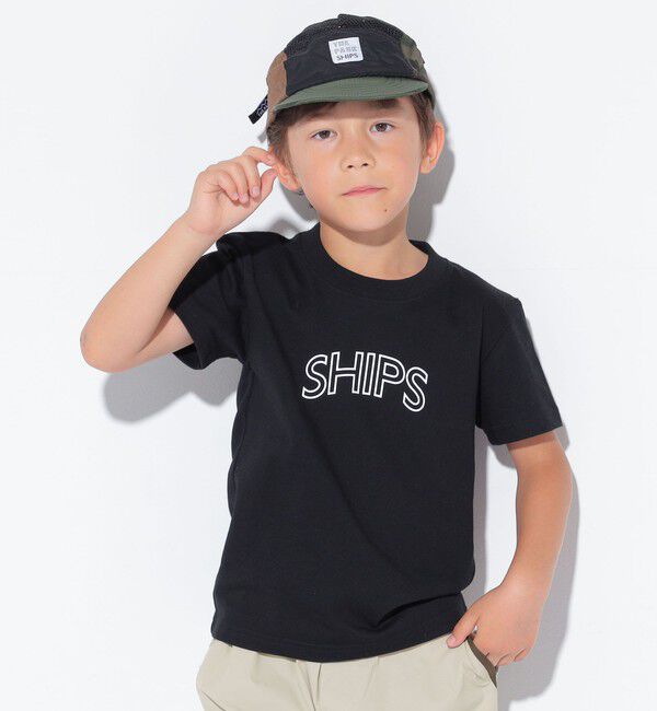 SHIPS KIDS「【WEB限定】SHIPS KIDS:100～160cm / 〈家族おそろい〉SHIPS ラウンド プリント ロゴ  Tシャツ」|Tシャツ・カットソー|