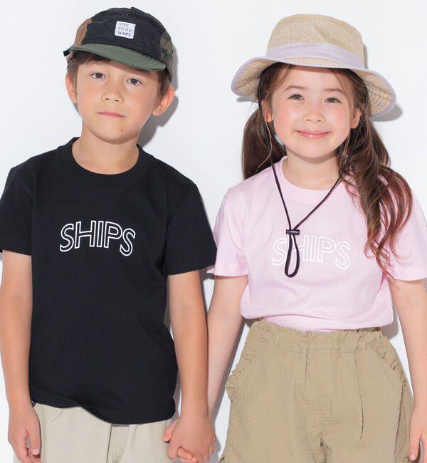 SHIPS KIDS「【WEB限定】SHIPS KIDS:100～160cm / 〈家族おそろい〉SHIPS ラウンド プリント ロゴ  Tシャツ」|Tシャツ・カットソー|