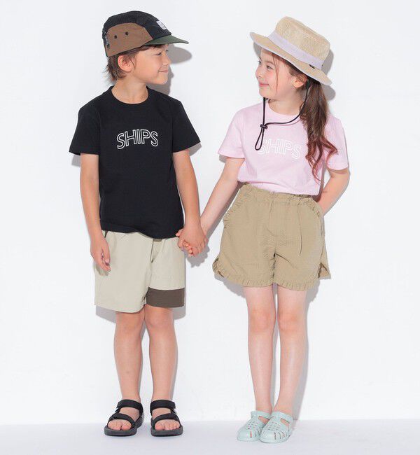 SHIPS KIDS「【WEB限定】SHIPS KIDS:100～160cm / 〈家族おそろい〉SHIPS ラウンド プリント ロゴ  Tシャツ」|Tシャツ・カットソー|