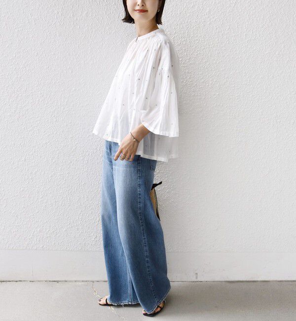 SHIPS for women「《予約》〈手洗い可能〉コットン オーガンジー リーフ 刺繍 羽織 ブラウス」|シャツ・ブラウス|