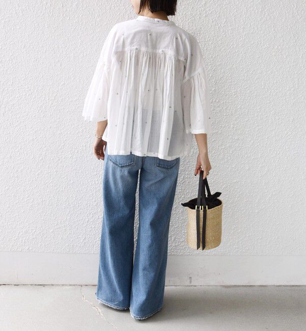 SHIPS for women「《予約》〈手洗い可能〉コットン オーガンジー リーフ 刺繍 羽織 ブラウス」|シャツ・ブラウス|