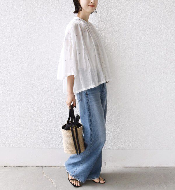 SHIPS for women「《予約》〈手洗い可能〉コットン オーガンジー リーフ 刺繍 羽織 ブラウス」|シャツ・ブラウス|