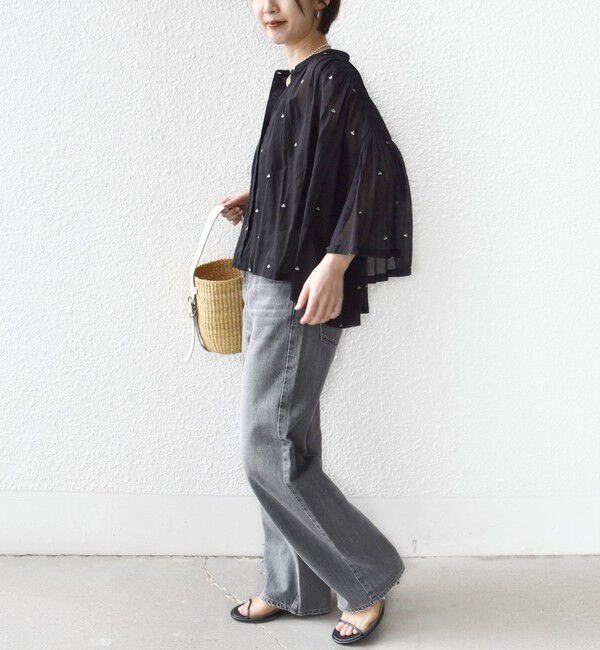 SHIPS for women「《予約》〈手洗い可能〉コットン オーガンジー リーフ 刺繍 羽織 ブラウス」|シャツ・ブラウス|