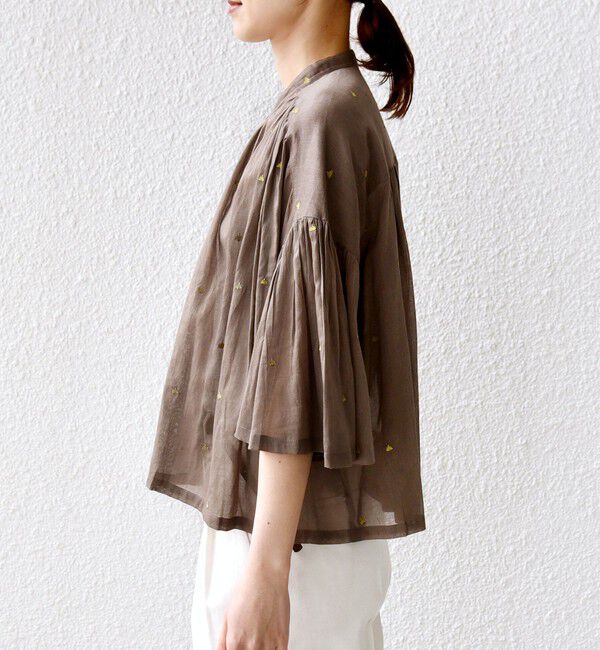 SHIPS for women「《予約》〈手洗い可能〉コットン オーガンジー リーフ 刺繍 羽織 ブラウス」|シャツ・ブラウス|