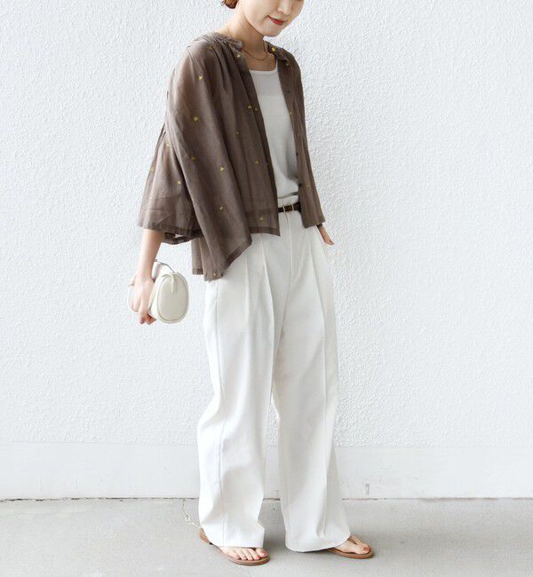 SHIPS for women「《予約》〈手洗い可能〉コットン オーガンジー リーフ 刺繍 羽織 ブラウス」|シャツ・ブラウス|