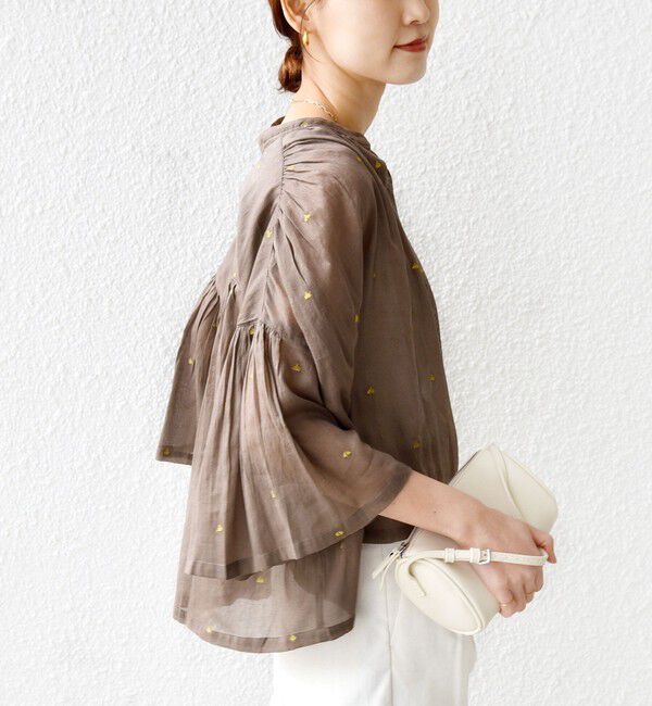 SHIPS for women「《予約》〈手洗い可能〉コットン オーガンジー リーフ 刺繍 羽織 ブラウス」|シャツ・ブラウス|