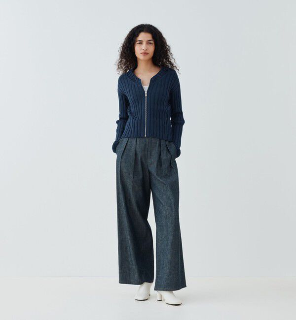 GALERIE VIE「ワイドリブ ジップアップカーディガン」|カーディガン|