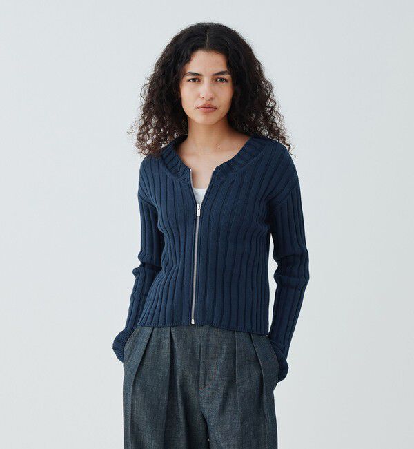 GALERIE VIE「ワイドリブ ジップアップカーディガン」|カーディガン|