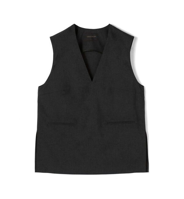 TOMORROWLAND collection「エクストラファインポリエステルトロピカル Vネックトップス」|プルオーバー|17 チャコールグレー