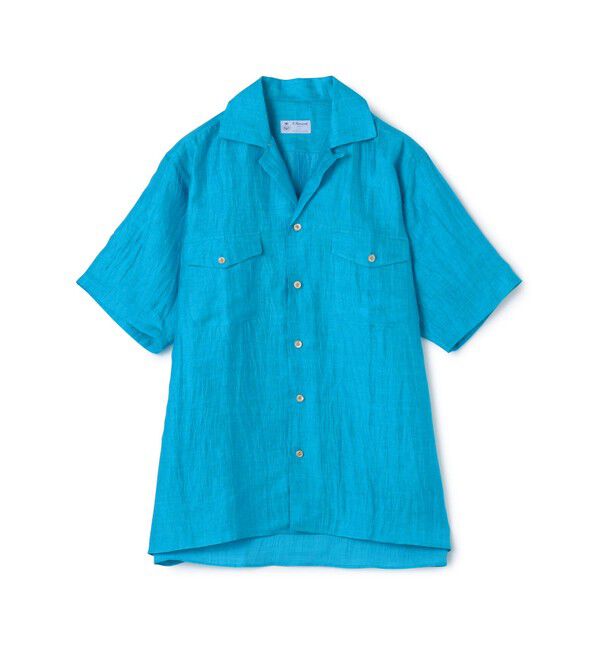 TOMORROWLAND BUYING WEAR「ERRICO FORMICOLA リネンナイロン ダブルポケット オープンカラーシャツ」|シャツ・ブラウス|65 ブルー