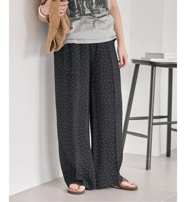 JOURNAL STANDARD「《予約》ドットプリントワイドパンツ」|その他|ブラック