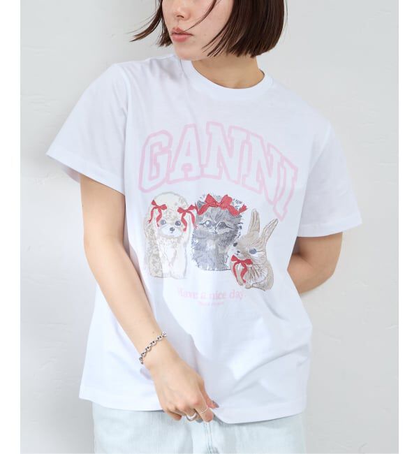 U by SPICK&SPAN「GANNI / ガニー Basic Cotton Jersey Cute Animals」|Tシャツ・カットソー|ホワイト