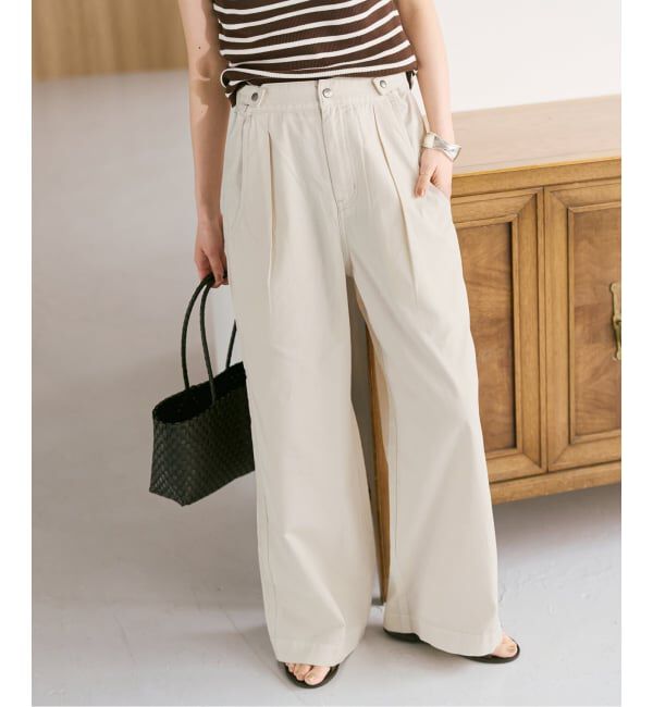 Spick and Span「《予約》ライトコットンストレートパンツ」|その他|ベージュ