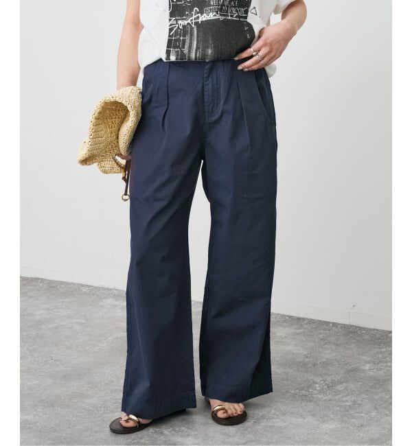 Spick and Span「《予約》ライトコットンストレートパンツ」|その他|ネイビー