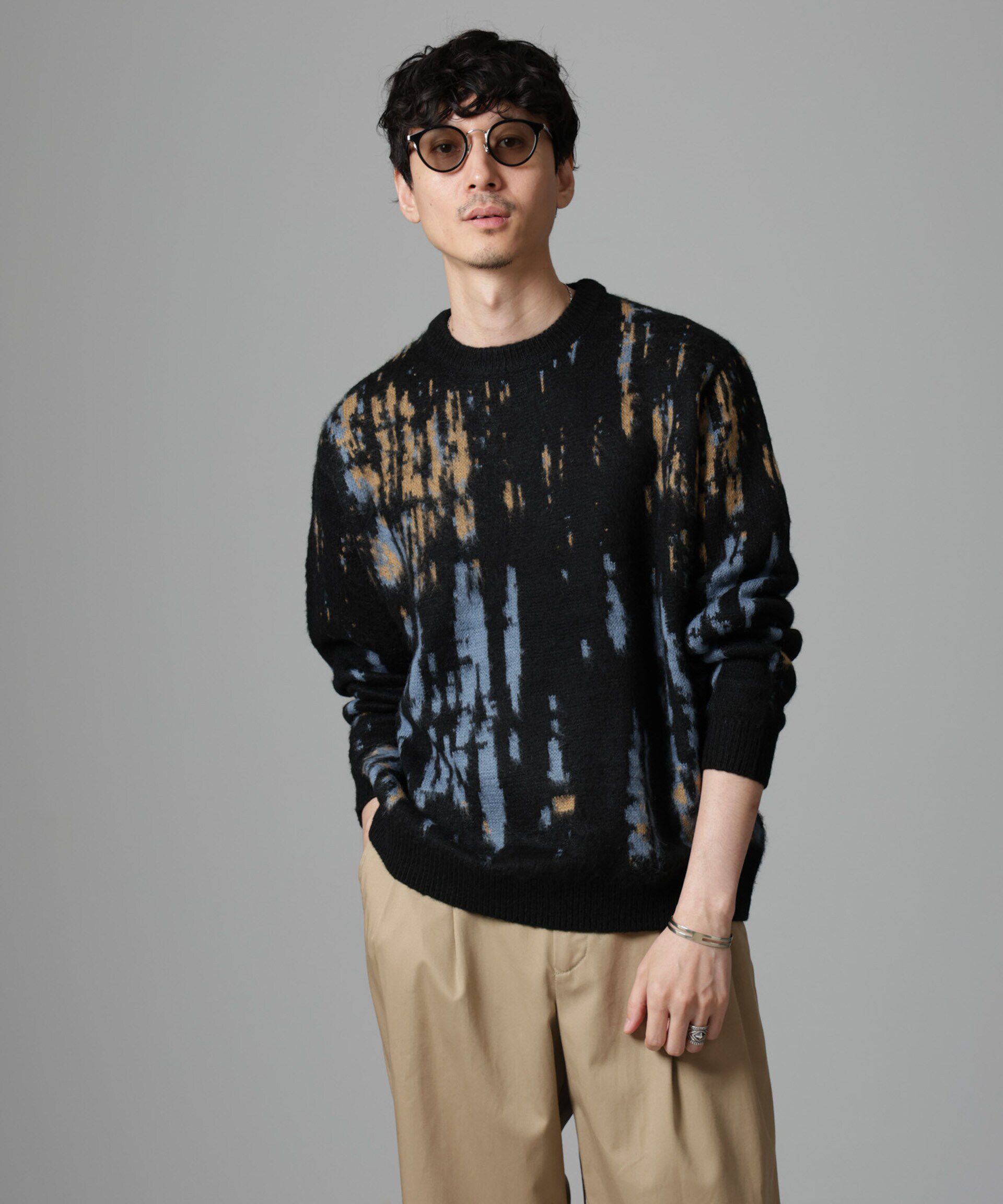 nano･universe「ペイントグラデーションモヘヤライクニット」|ニット・セーター|ブラック
