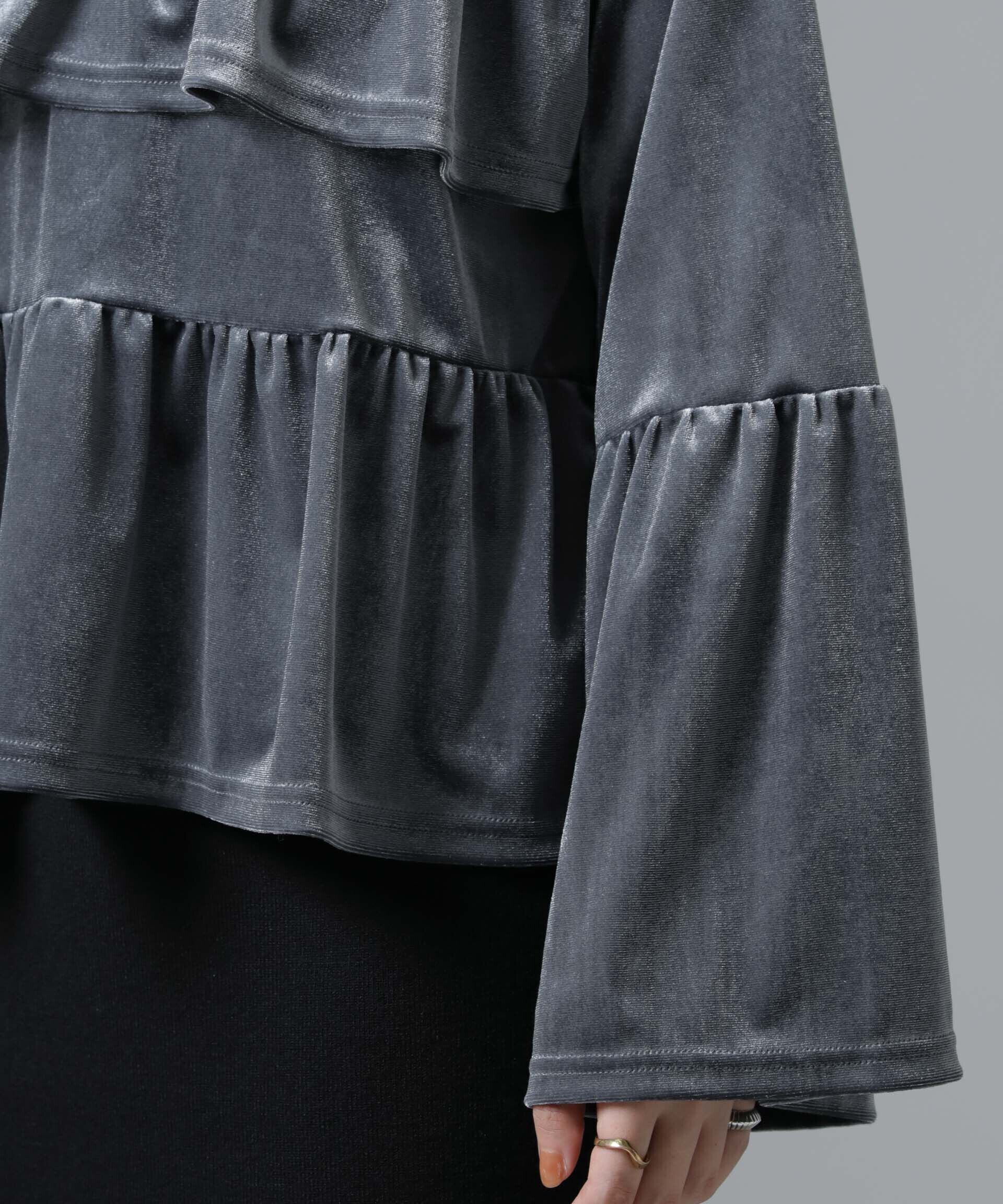 nano･universe「ベロアフリルカットブラウス」|Tシャツ・カットソー|