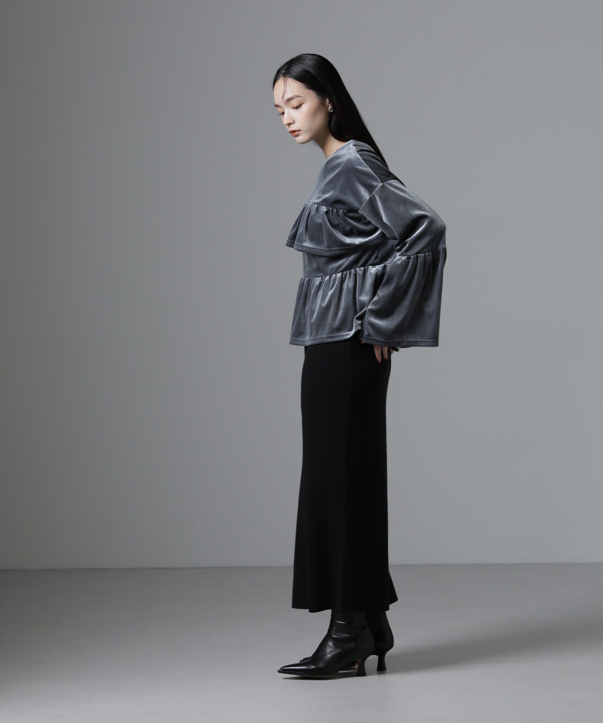 nano･universe「ベロアフリルカットブラウス」|Tシャツ・カットソー|