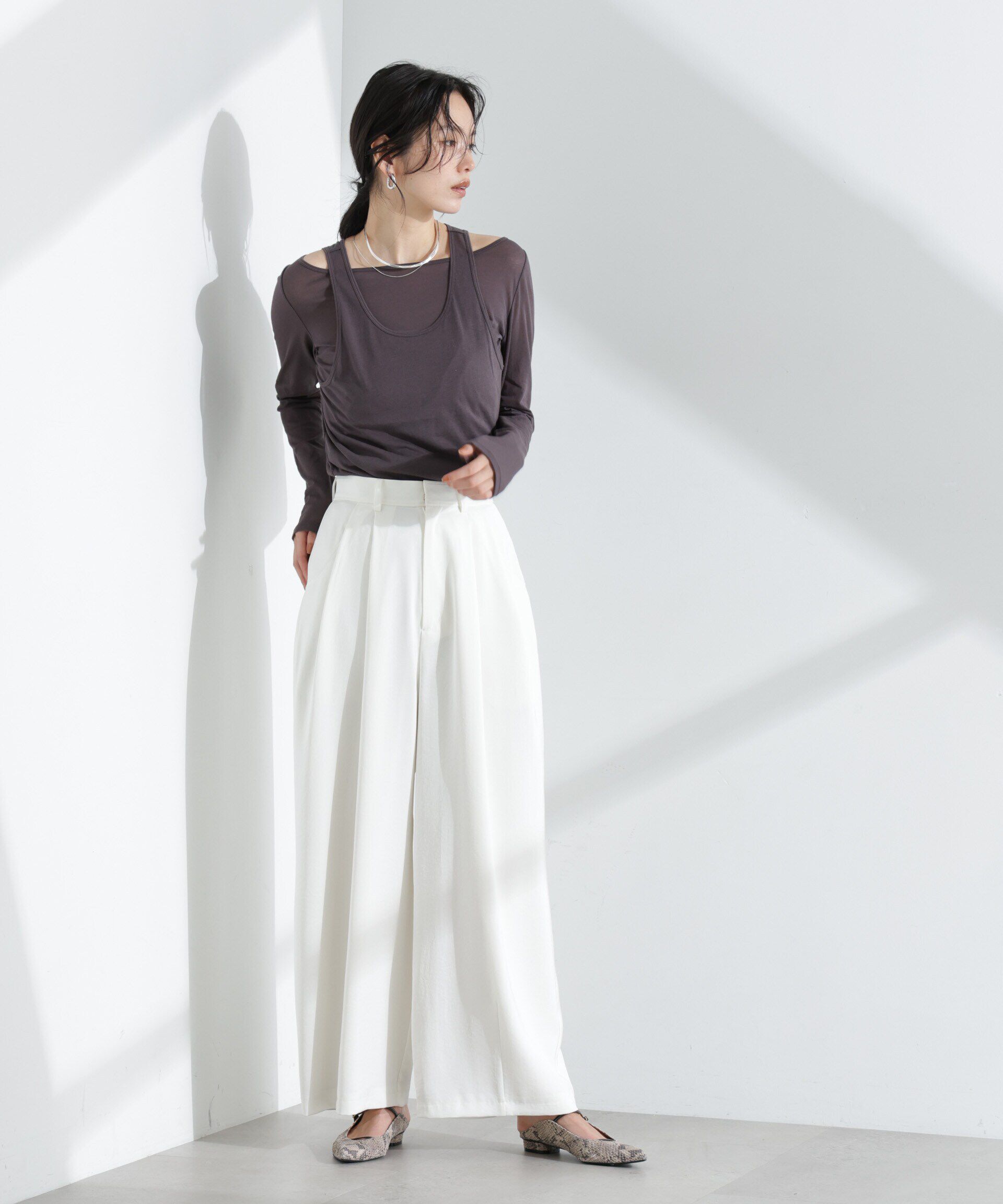 nano･universe「シアータンクトップ＋ロンTレイヤードセット」|Tシャツ・カットソー|