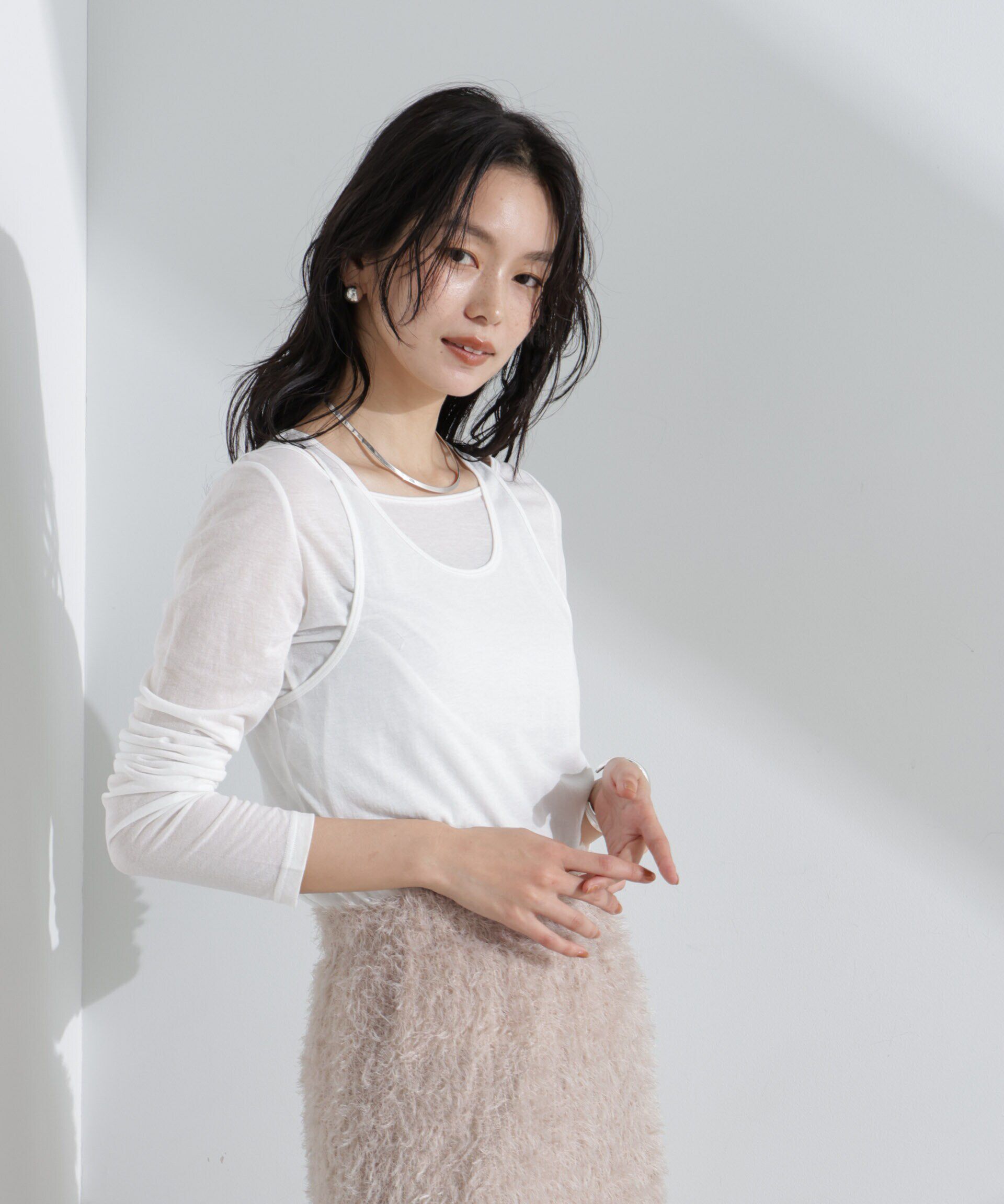 nano･universe「シアータンクトップ＋ロンTレイヤードセット」|Tシャツ・カットソー|