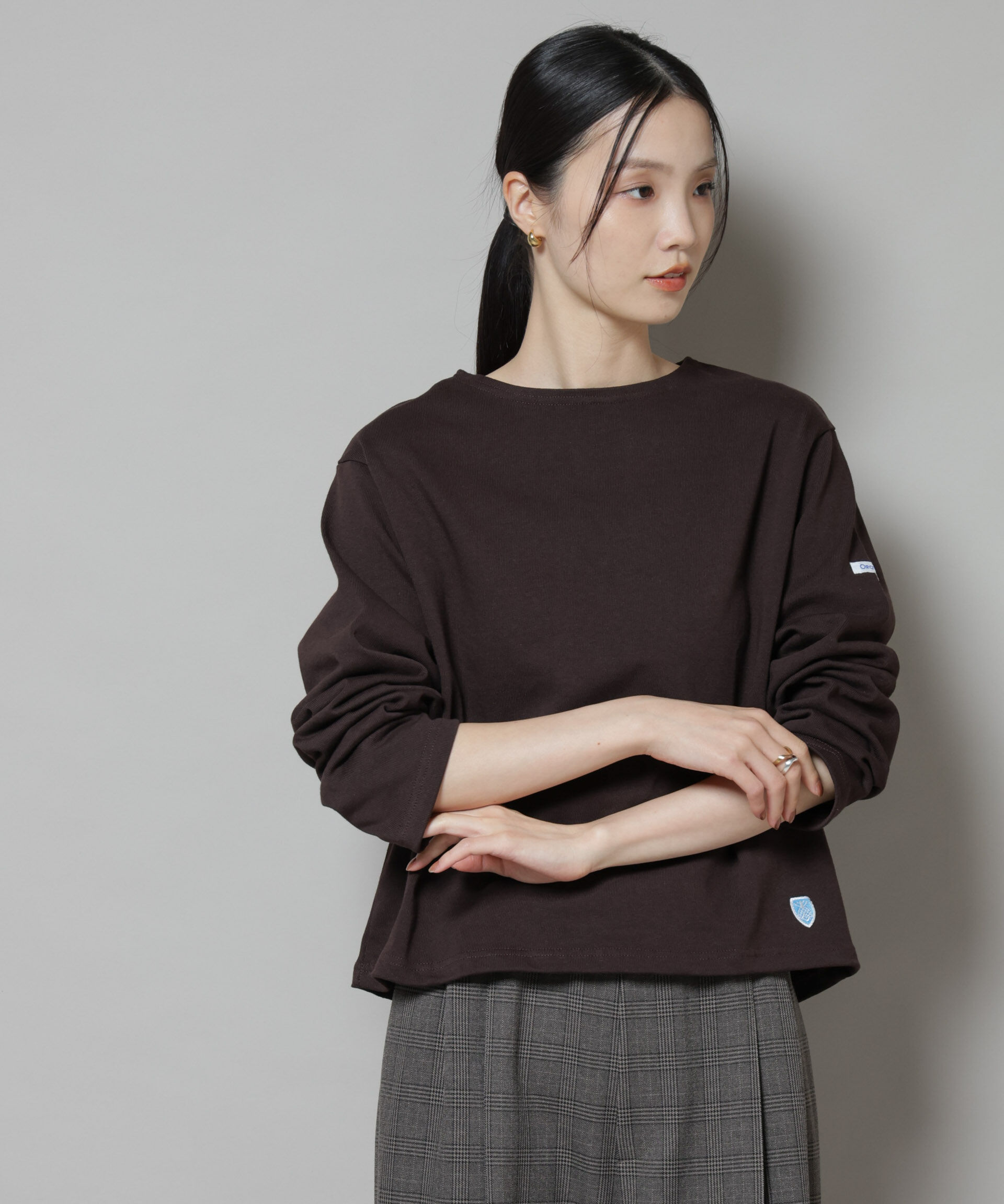 nano･universe「ORCIVAL/CREW NECK L/S P.O.」|Tシャツ・カットソー|ブラウン