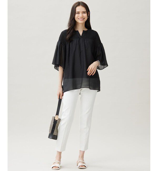 自由区「シルクコットンローンスモッキング刺繍 ブラウス」|シャツ・ブラウス|