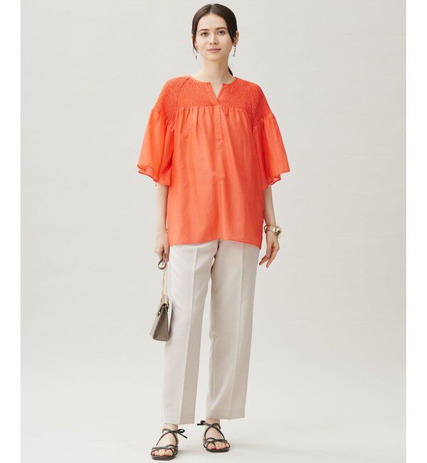 自由区「シルクコットンローンスモッキング刺繍 ブラウス」|シャツ・ブラウス|