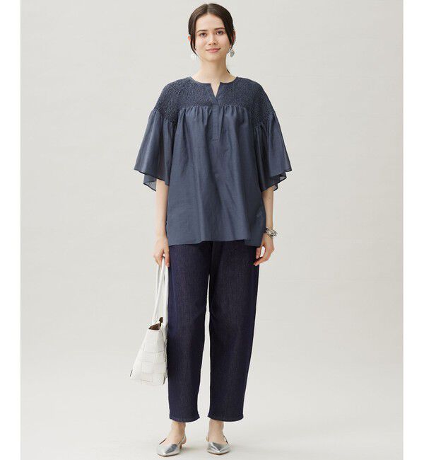 自由区「シルクコットンローンスモッキング刺繍 ブラウス」|シャツ・ブラウス|